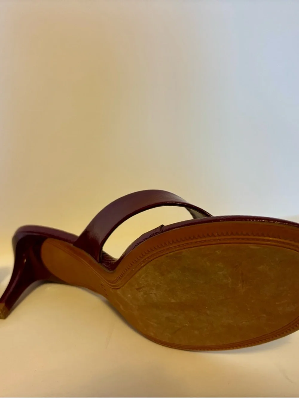 Zara Burgundy Patent Leather Thong Heeled Sandals - Picture 8 of 8